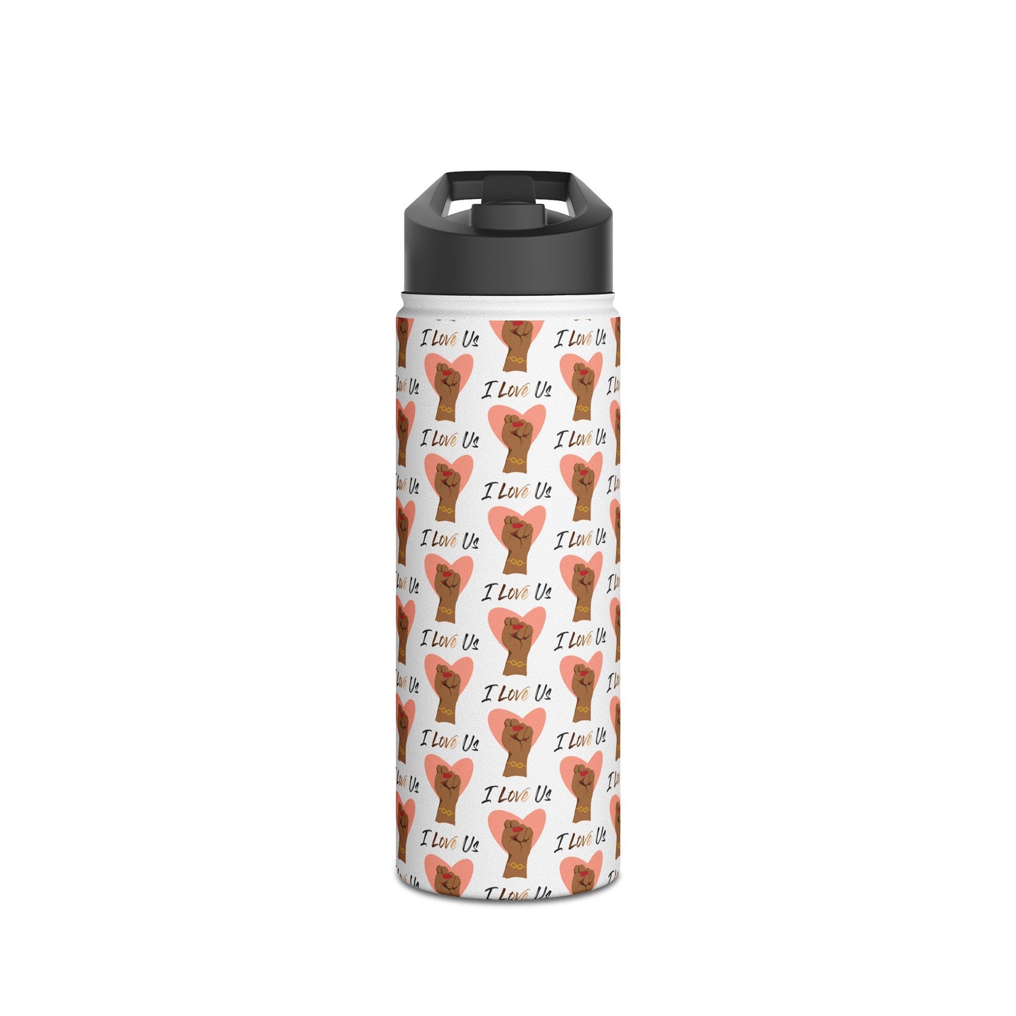 I Love Us White Stainless Steel Water Bottle