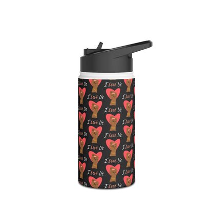 I Love Us Black Stainless Steel Water Bottle