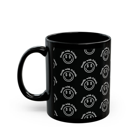 'Hustle with Friends' Black Mug (11oz, 15oz)