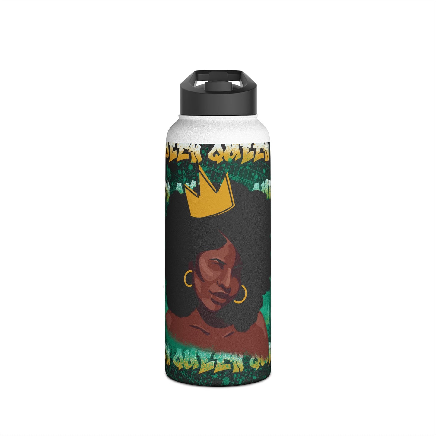 Beautiful Queen Black Stainless Steel Water Bottle