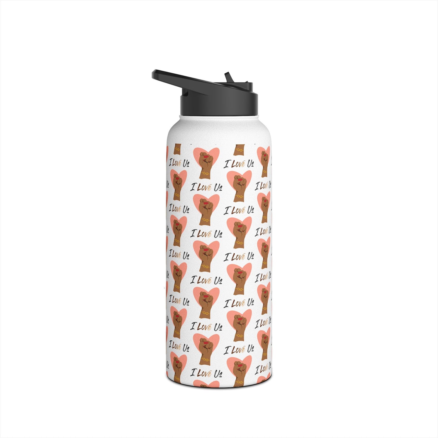 I Love Us White Stainless Steel Water Bottle